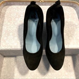 Lanvin black suede wedges 37